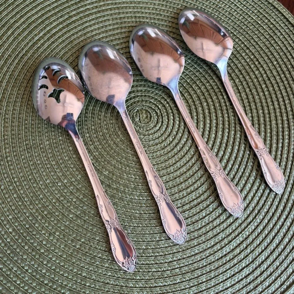 Serving Spoons Set Of 4 Oneida Fenway Wm A Rogers Daydream Stainless Flatware
